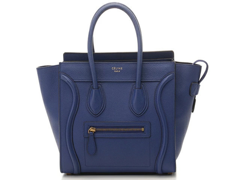 Celine Luggage Tote Shopper Handbag Embossed Blue